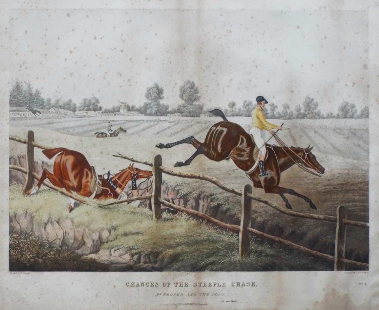 Aquatint - Chances of the Steeple Chase. 4. Mr. Cooper and the Pony, at Aylesbury. - Rosenburg